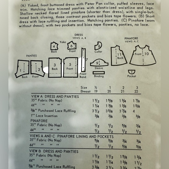 Rare Butterick Topper set & pinafore Pattern - size 1/2, 6 mos, 1960’s - Picture 4 of 7